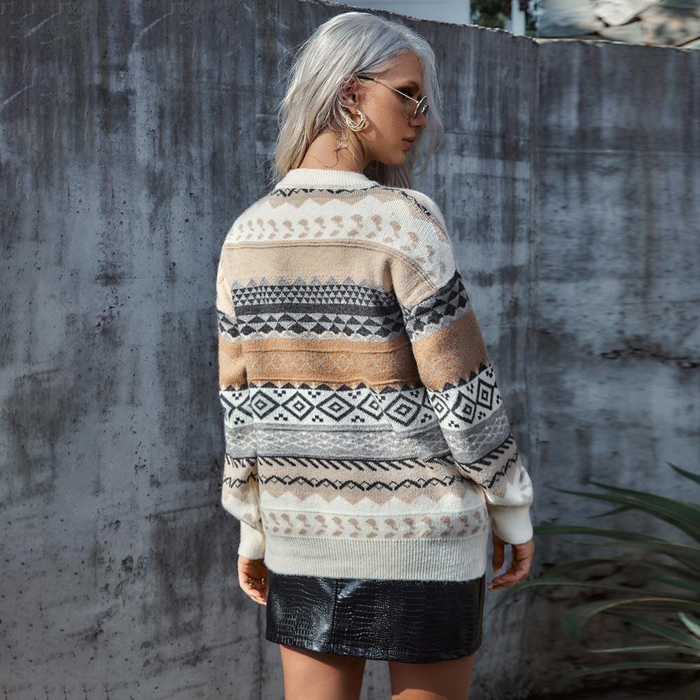 Женский осенне-зимний вязаный пуловер с бриллиантами, повседневный свободный свитер