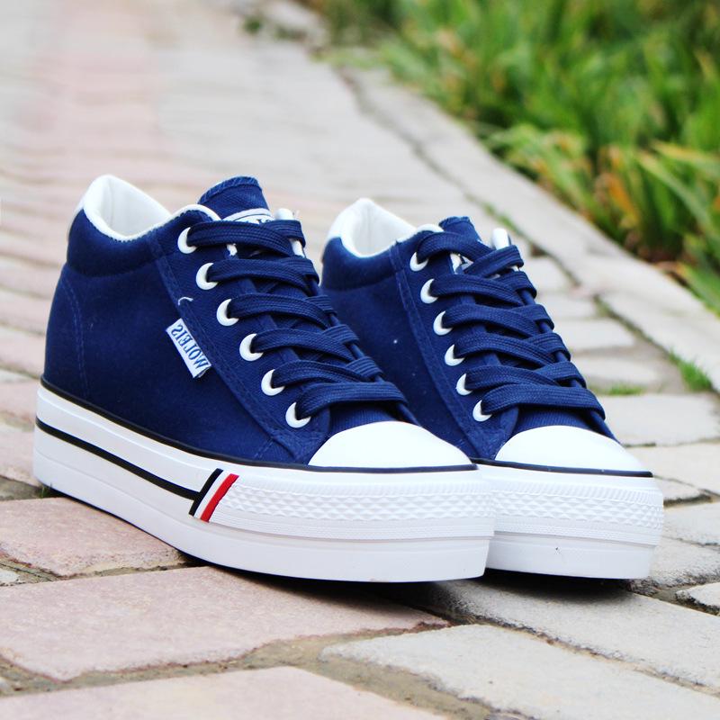 Женская парусиновая обувь, кроссовки на платформе для женщин, на шнуровке, на танкетке, массивные повседневные кроссовки, модные