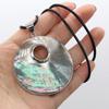 1Pc Fashion Round Necklace Natural Shells Pendant with Leather Rope Chains Necklaces for Women Men Daily Wear Jewelry, Bachelorette Party Favors