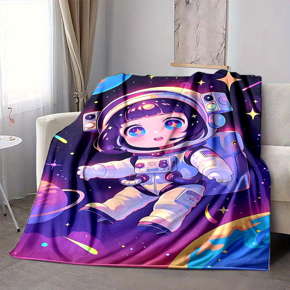 1pc Astronaut Costume Blanket, Lightweight Flannel Fleece with Digital Printing, Soft Warm for Sofa, Travel, Camping, Office, Couch, Chair, and Bed, A