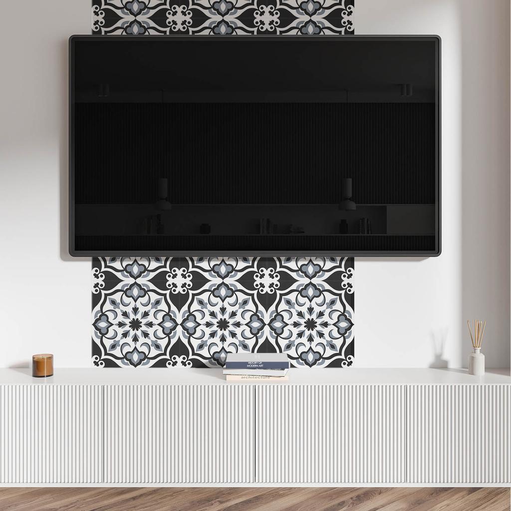 Okładzina Kafelki Z Winylu Samoprzylepne Wzór Kwiatowy Z Ornamentami 9X30X30 Cm