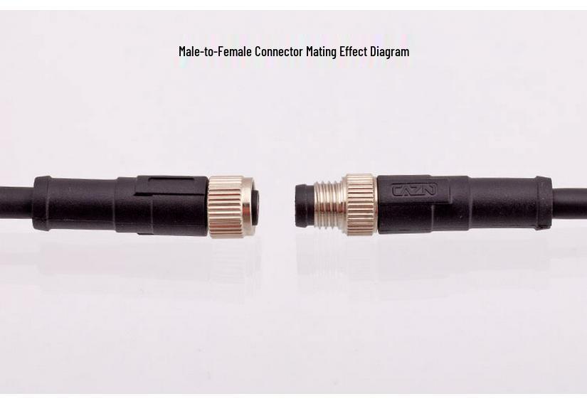 M8 Waterproof 34-Pin 5/6-Core 8-Hole Elbow Connector IP67 Male-Female with Pre-embedded Wire.
