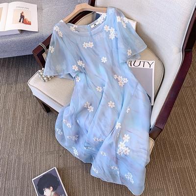 Женское летнее длинное платье с U-образным вырезом, коротким рукавом, цветочным принтом, макси-платье больших размеров