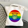 Женская сумка-шоппер Rainbow Pride He They Pronoun Frog Bag Harajuku Холщовая сумка-шопер Сумка для девочек Сумка на плечо Женская сумка