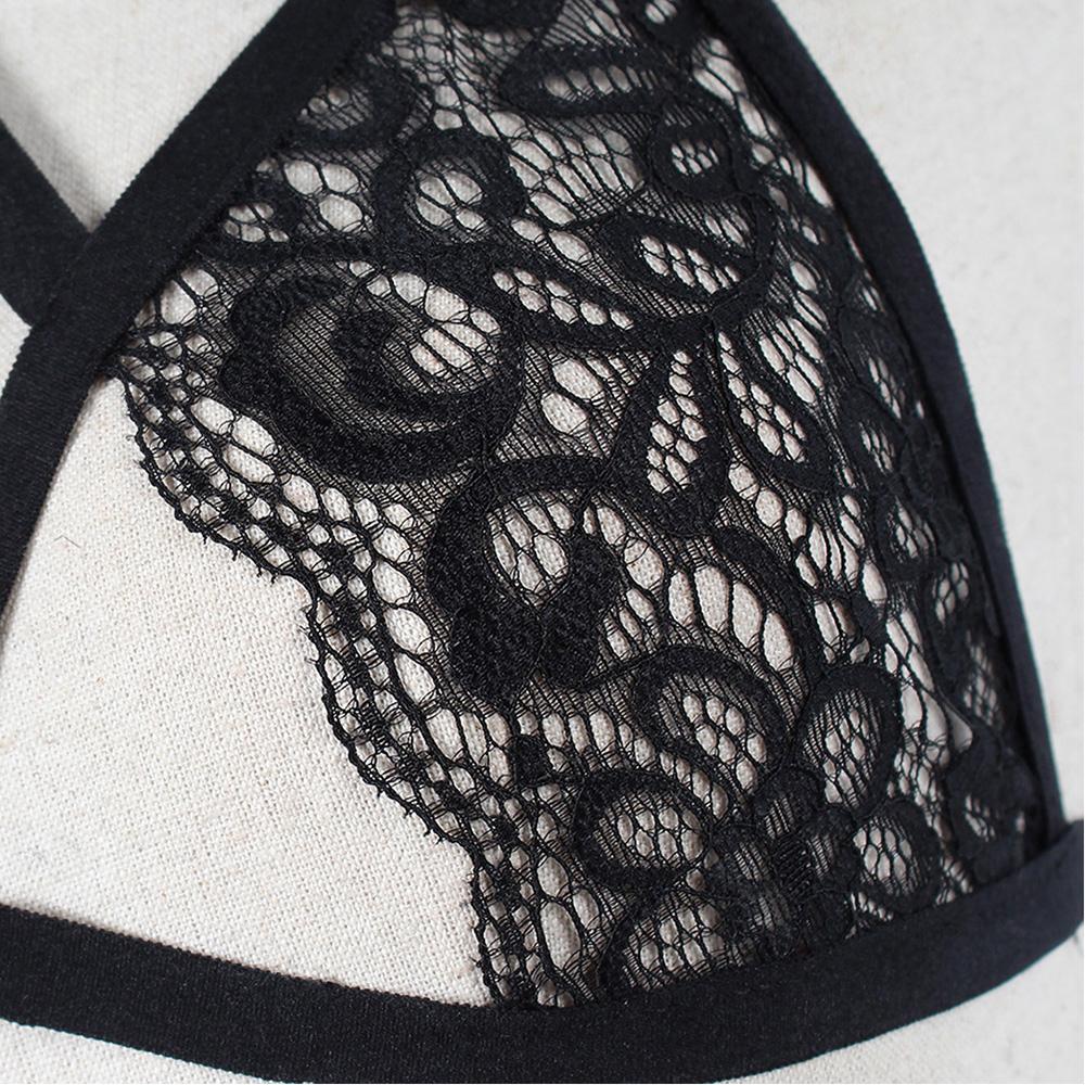 Женское сексуальное кружевное нижнее белье, бандажный эластичный бюстгальтер на бретельках, корсет с лямкой на шее, пуш-ап, укороченный топ, бюстгальтеры черного цвета