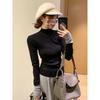 Spring Simple Semi-turtleneck Bottoming Shirt Women's Inner Slim-fitting Contrasting Sweater High-end Knitted Top