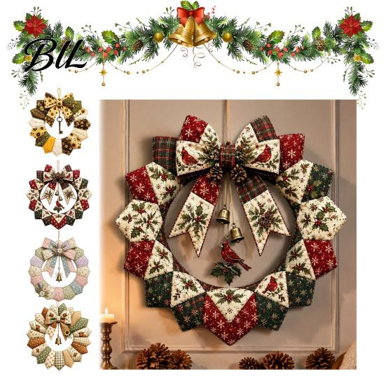 Retro Floral Crafting Set DIY Patchwork Garland Kit, Fabric with Bells Scrap Project And Simulated Flowers, Pastoral Style Wall Hanging Ornament