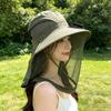 Convenient With Net Mesh Mosquito Head Net Hat Foldable Breathable Solar Fan Hat Cooling Quick-Drying Fishing Bucket Hat Hiking