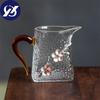 Термостойкий стеклянный чайник с ручкой и 3D чашка с цветком сливы, прозрачная посуда для напитков с узором молотка