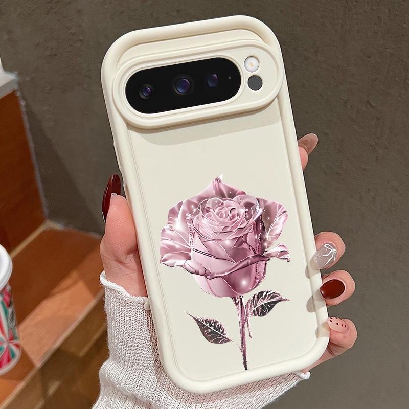 Мягкий матовый чехол TPU с узором из кристаллов роз для Google Pixel 9 Pro XL 8 Pro 8A, однотонный противоударный защитный чехол для телефона
