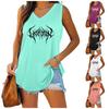 Women Fashion V Collar Sleeveless Top Summer Casual Halter Top Printed Tee Shirt Laides Pullover Loose Tank Top