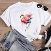 (Asian Size) Fashion Watercolor Flamingo Trend 90s Print Female Casual T Clothing Casual Women's Top Graphic Tee Short Sleeve T-shirts