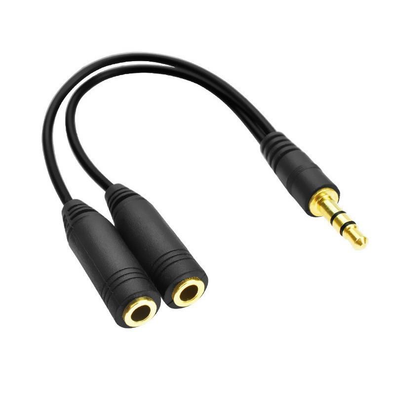 3.5mm Audio Splitter Cable: 1 Male To 2 Female Dual Headphone Extension