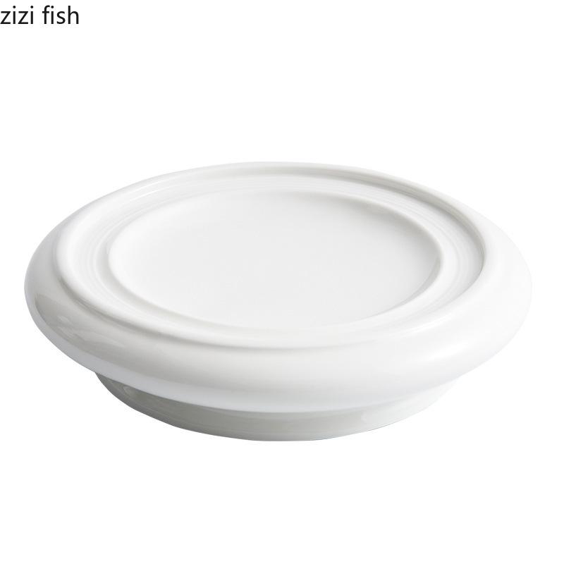 Pure White High Legged Ceramic Dining Plate Dessert Plate Sushi Salmon Plate Restaurant Molecular Cooking Creative Tableware