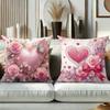 Pink Heart Rose Pillow Set For Valentine's Day Polyester pillowcase, sofa decorative cushion cov Headboard Pillow