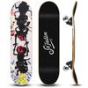Sefulim 31 X 8 Inch Complete Skateboard 7 Floor Canadian Maple Double Footed Deck Concave Cruiser Boyish Junior Skateboard Beginner (inkwash Painting)