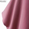 ZANZEA Женская повседневная блузка с вырезом лодочкой и рукавом 3/4, однотонная, свободная, с нерегулярным подолом