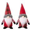 Charming Christmas Gnome Figurines With Cozy Plaid Hats Perfect For Festive Decorations