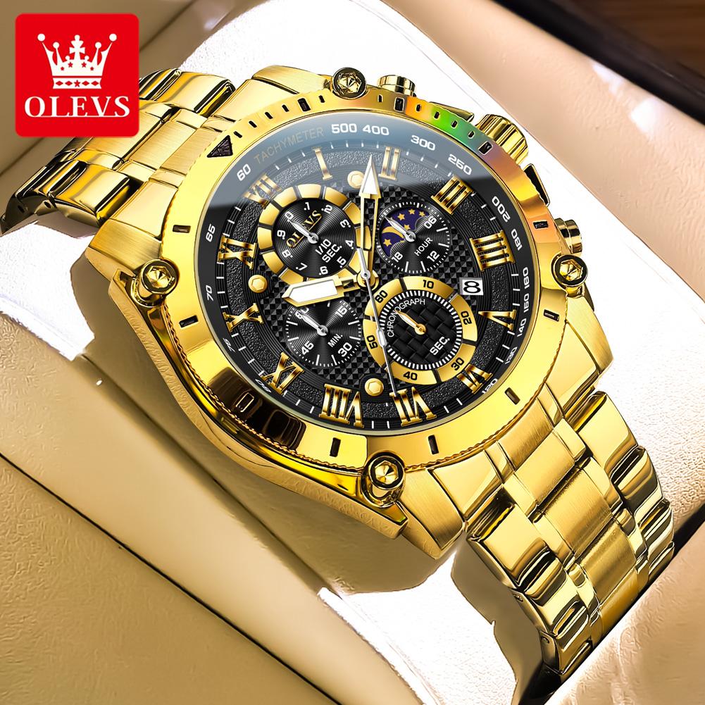 New Mens Watches OLEVS Top Luxury Brand Big Dial Watch Men Waterproof Quartz Wristwatch Sport Chronograph Clock Relogio Masculin