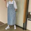 Женская джинсовая юбка-комбинезон светло-голубого цвета - свободное платье в стиле Гонконга на весну/осень 2023 г.