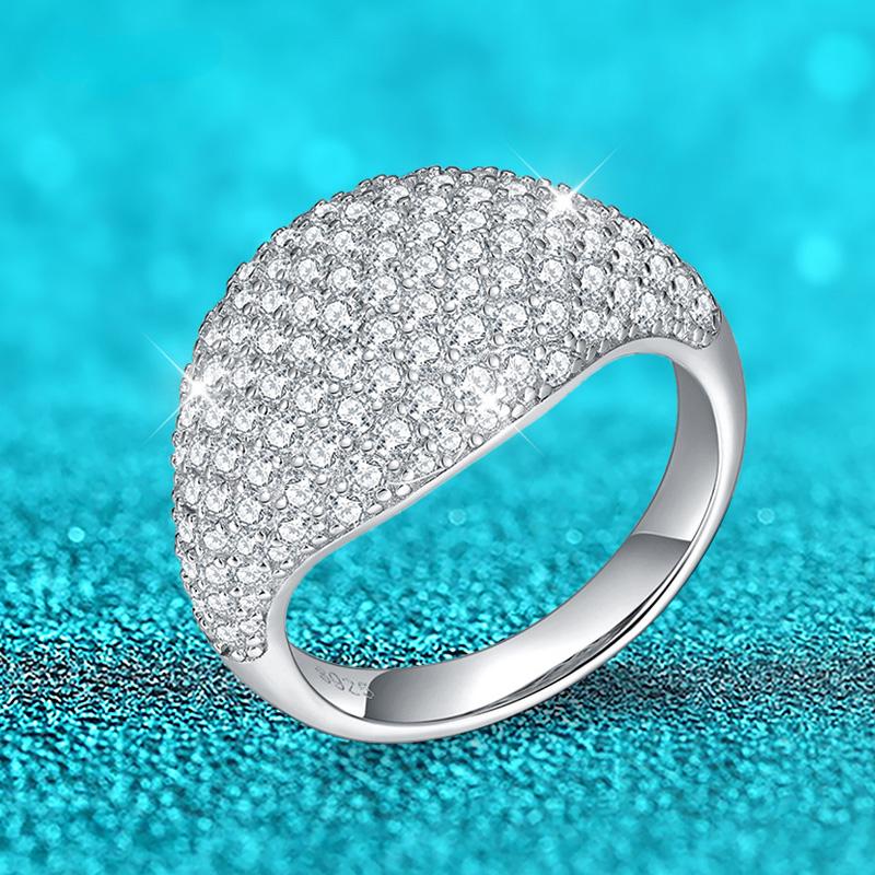 18k Gold Plated 2.42cttw Full Moissanite Diamond Rings for Women Hip Hop Men's Band Sterling Silver 925 with Certificate