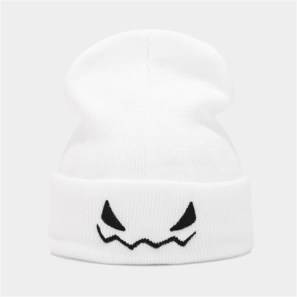 Men And Women Halloween Little Devil Embroidered Knitted Hats Funny Wool Pullover Hats