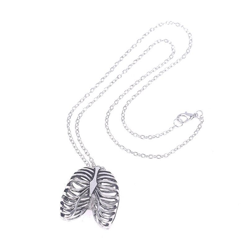 1pcs Fashion Gothic Vinage Rib Cage Necklace Anatomical Skeleton Heart Goth Punk Unique Retro Pendant Necklace For Men Women