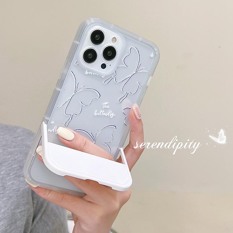 Чехол для телефона Ins Line с бабочкой для Iphone 11 12 Promax 13 Pro Max 8 7 Plus Xsmax X Xr, держатель-подставка, милая задняя крышка с рисунком из мультфильма