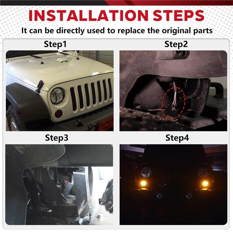 Комплект проводки разъема гнезда переднего указателя поворота для Jeep Wrangler JK 2007-2017 68030098AA 68065016AB