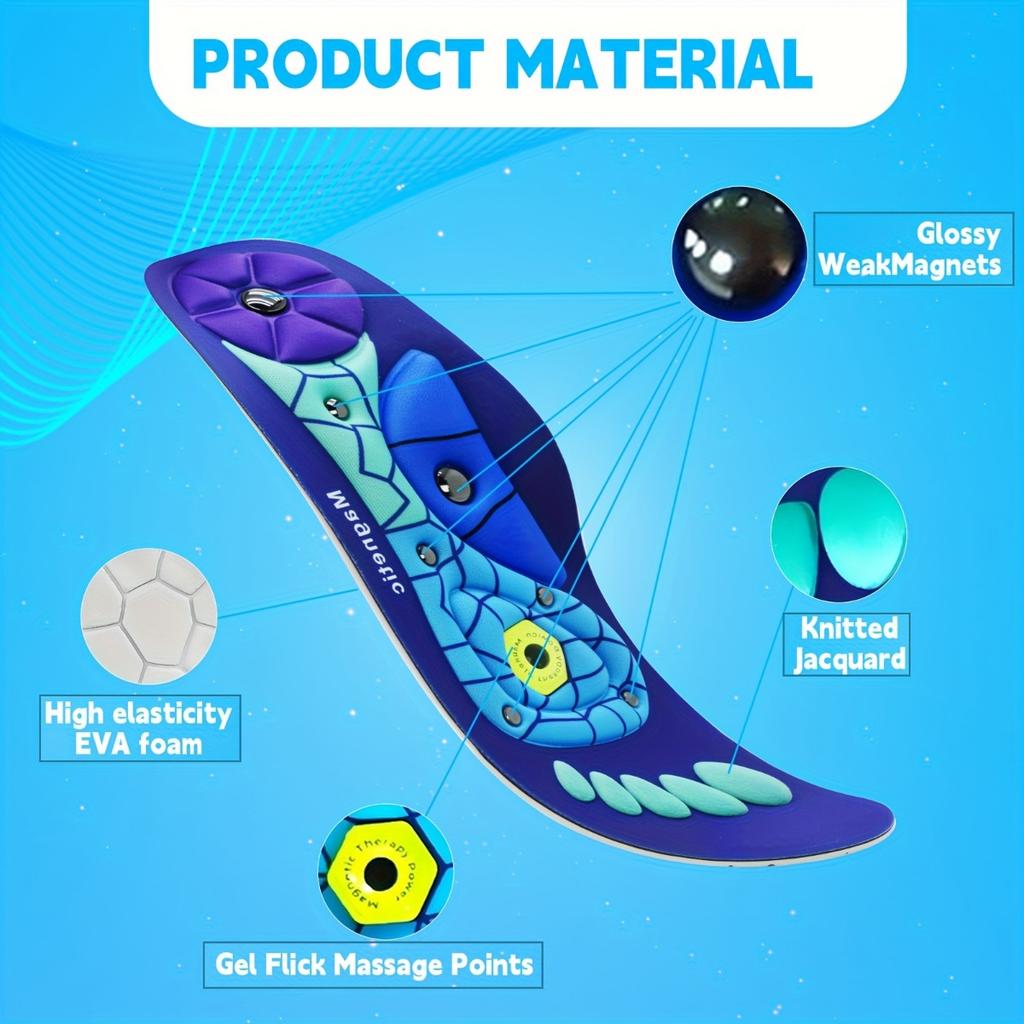 Magnetic Acupoint Massage Insole - Ergonomic Arch Support, Sweat Absorption and Odor Prevention, Soft and Elastic, Cutting Design, Muscle Tension