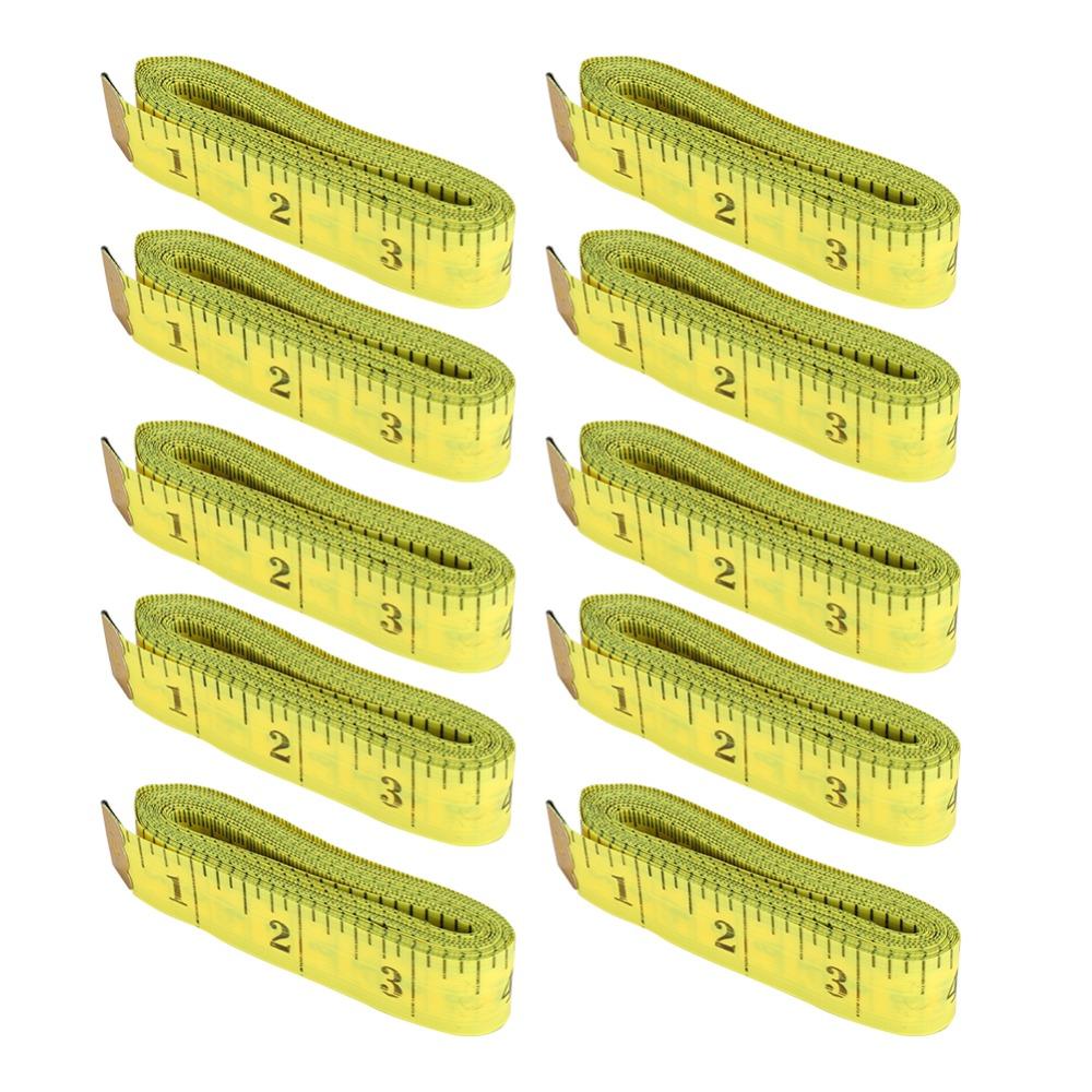 10Pcs 300cm / 120 Inch Flexible Measuring Tape Yellow Dressmaker Ruler For Weight Loss