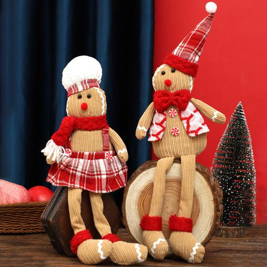 Пряничный человечек, кукла с длинными ногами, рождественская мягкая плюшевая игрушка, милая кухонная пряничная фигурка для мужчин и женщин, украшение на рождественскую елку