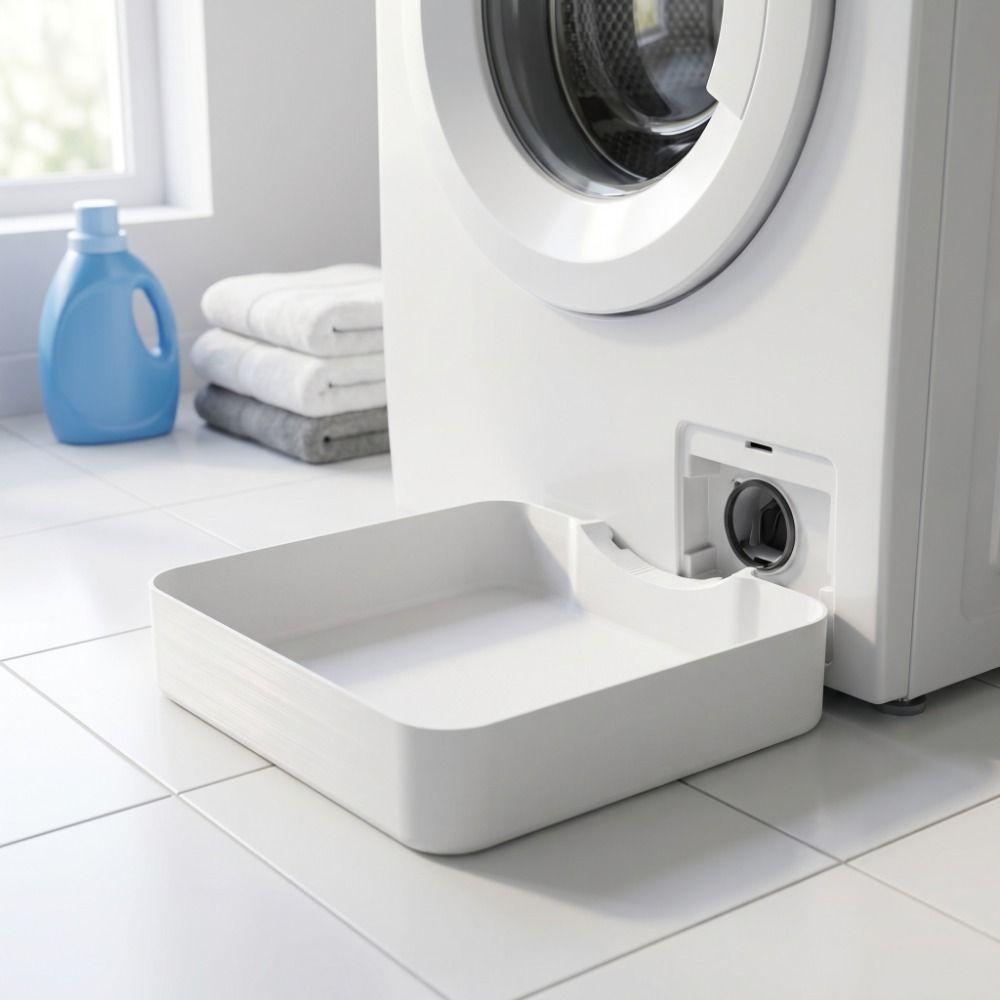 Anti-Overflow Washing Machine Drain Tray Leak-Proof Simple Washing Machine Drain Funnel Durable White Washer Drain Guide Tray