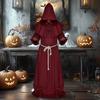 Friar Medieval Hooded Robe Monk Renaissance Priest Costume Halloween Wizard Sorcerer Cosplay Cloak for Adults