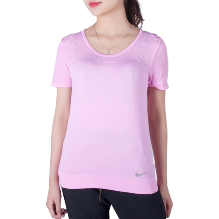 Nike Однотонная футболка с круглым вырезом и коротким рукавом, женские топы, цвет вишни-розовый BQ9552-629