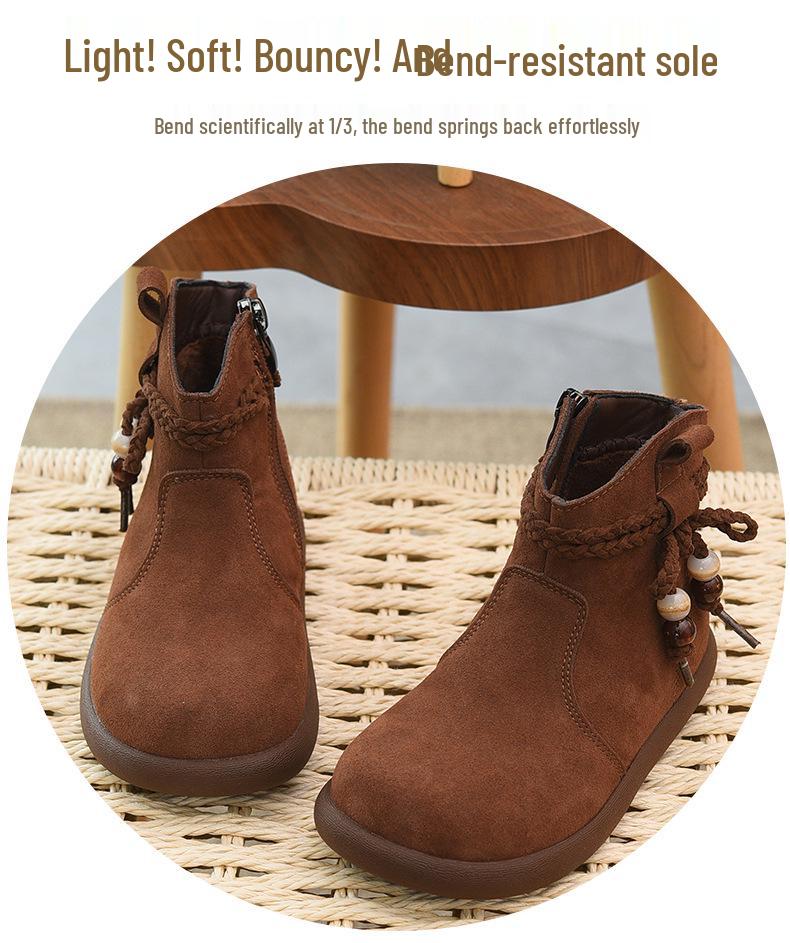 Кожаные ботинки на флисовой подкладке для девочек - Теплые, модные ботинки Martin Зима 2025