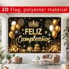 2D plane, 1 birthday party banner - Large birthday decoration ribbon in black and gold "yzb"