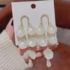 Silver Needle Pearl Flower Long Tassel Luxury Earrings