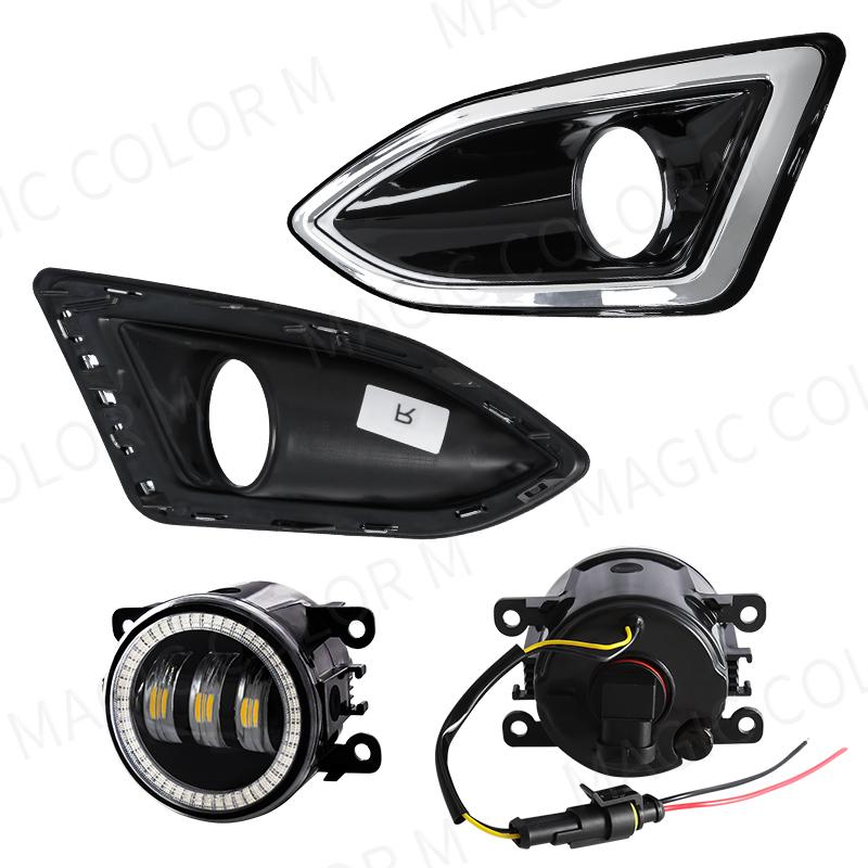 LED Fog Lamps For Ford Edge 2015 2016 2017 2018 DRL Daytime Running Lights Angel Eyes Halogen Auto Headlight Car Accessories 12V