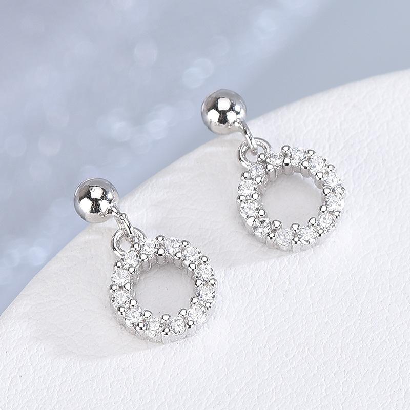 Серьги-кольца с бриллиантами из стерлингового серебра 925 пробы. Простые и свежие универсальные серьги для женщин, не вызывающие аллергию.