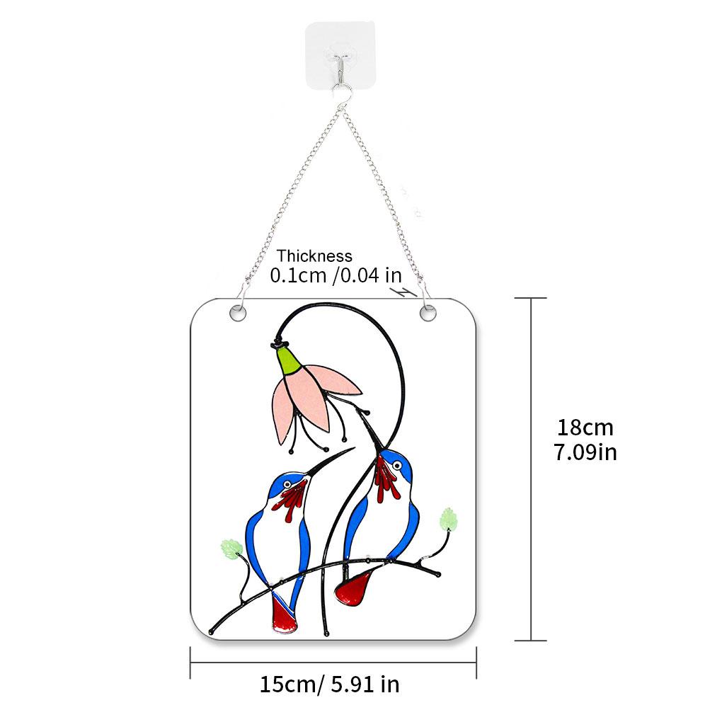 Window Panel Fowl Shape Hanging Pendant Acrylic Stained Panel for Home Decoration