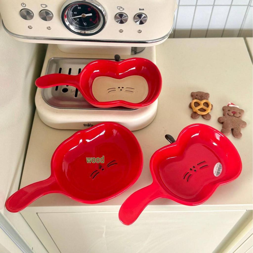 Высококачественная милая мультяшная форма для выпечки и керамическая тарелка в форме яблока с ручкой для дома и питомцев