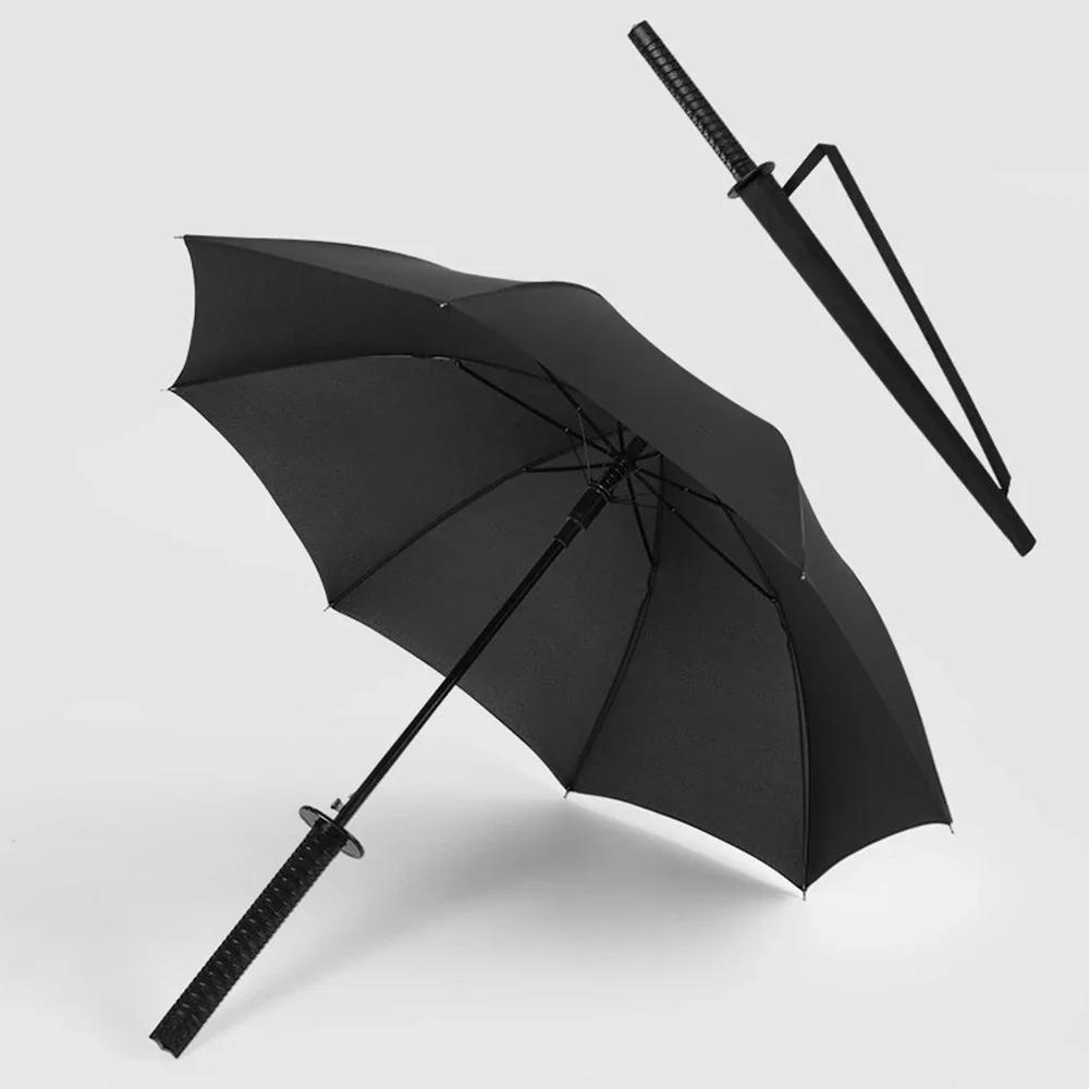 Simple Samurai Umbrella with Long Handle Japanese Umbrella Katana Chinese Household Straight Rod Umbrellas Windproof Rain Gear