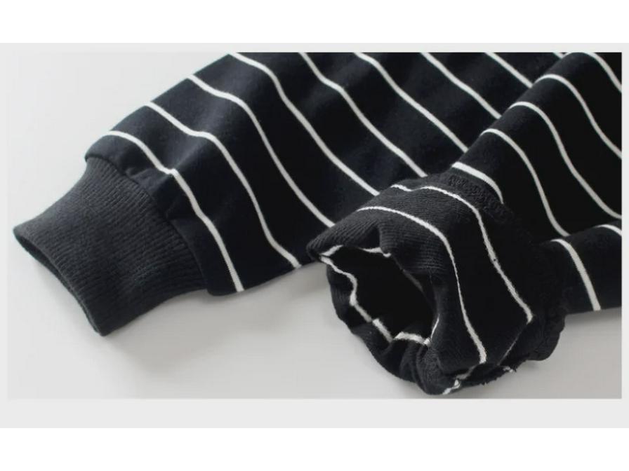 2024 Осень Корейские Детские Полосатые Махровые Толстовки Для Мальчиков