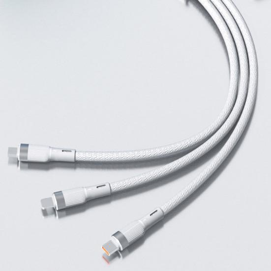 Кабель для передачи данных «3-в-1», 100 Вт, быстрая зарядка, максимальная защита аккумулятора 6 А, тип C/Micro USB/8-контактный эффективный зарядный кабель