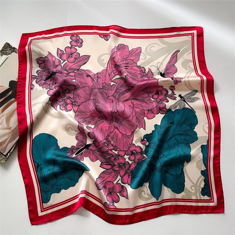 Новый принт 70*70 см шелковый квадратный шарф женский шейный платок женская повязка на голову фуляр сумка лента повязка на голову женский хиджаб бандана шарфы