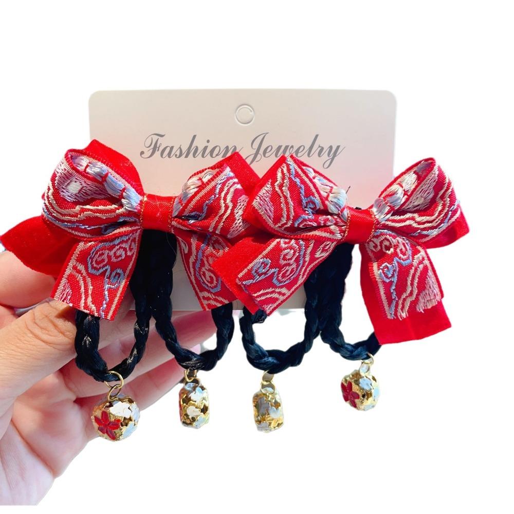 2 шт. Кисточка Детская заколка для волос Китайский стиль Парик Коса Заколка Сладкий Красный Бант Заколка для волос