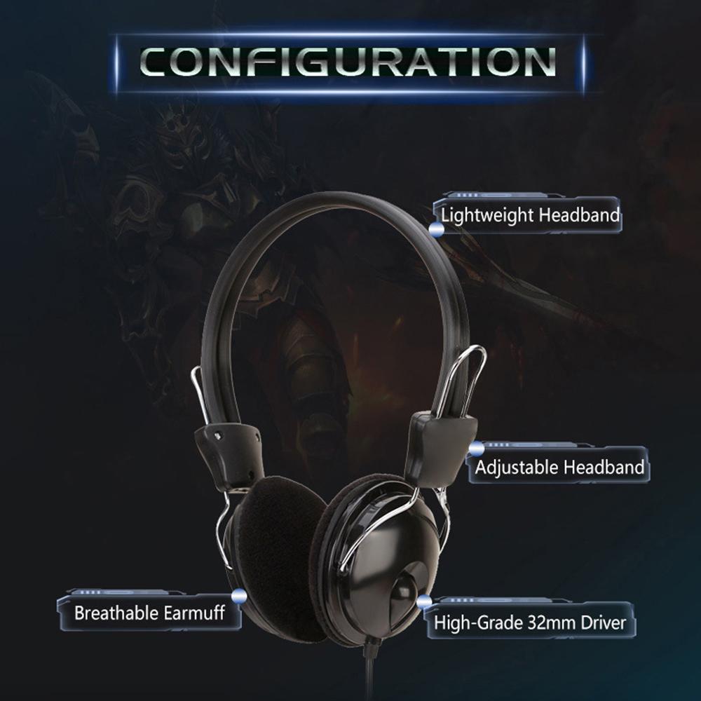 3.5mm Wired Hd Sound Headphones Over Ear Headset Bass Hifi Music Stereo Earphones Flexible Adjustable Headset For Pc Mp3 Phone