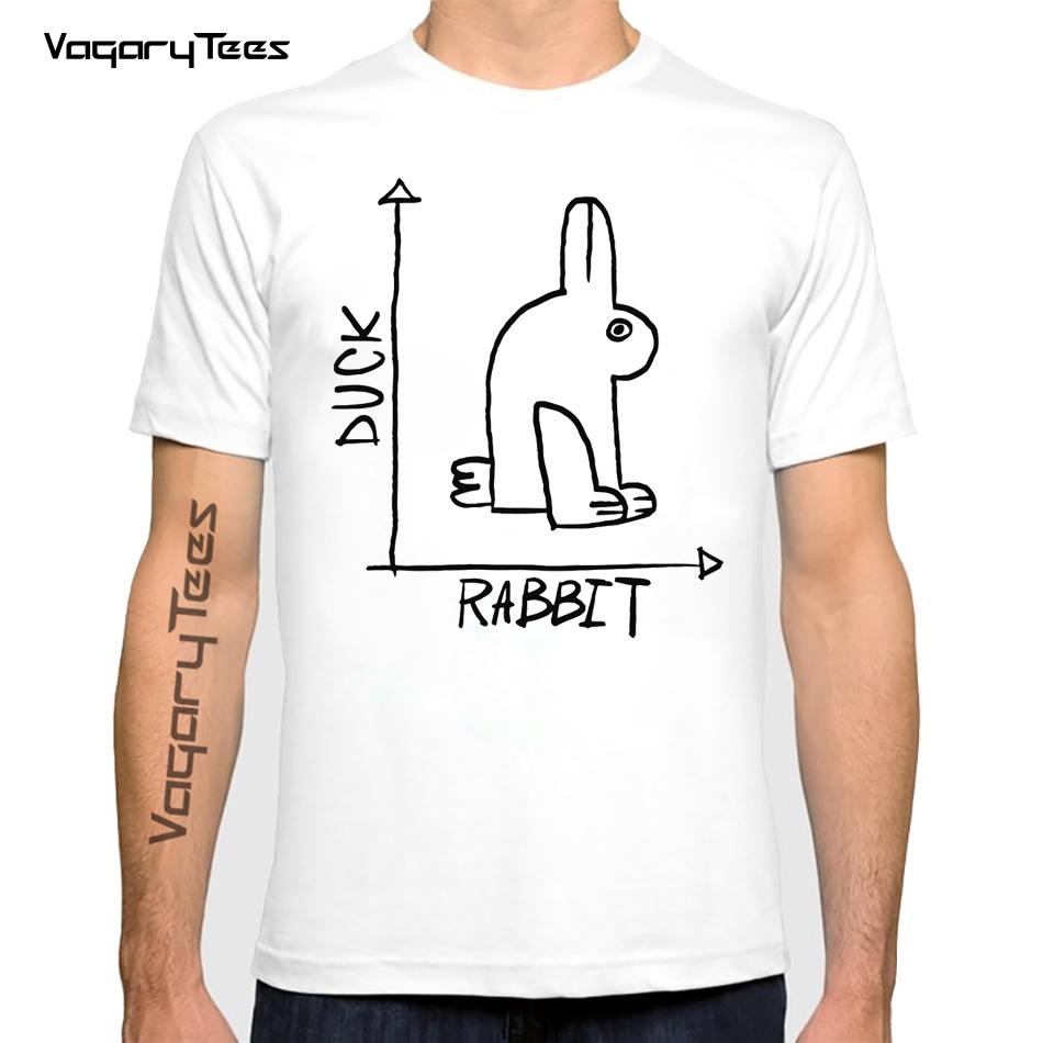 Summer Loose Men T Shirt Casual Short Sleeve Duck Rabbit optical illusion Print Men TShirt Funny Cool Tops Tee Shirt