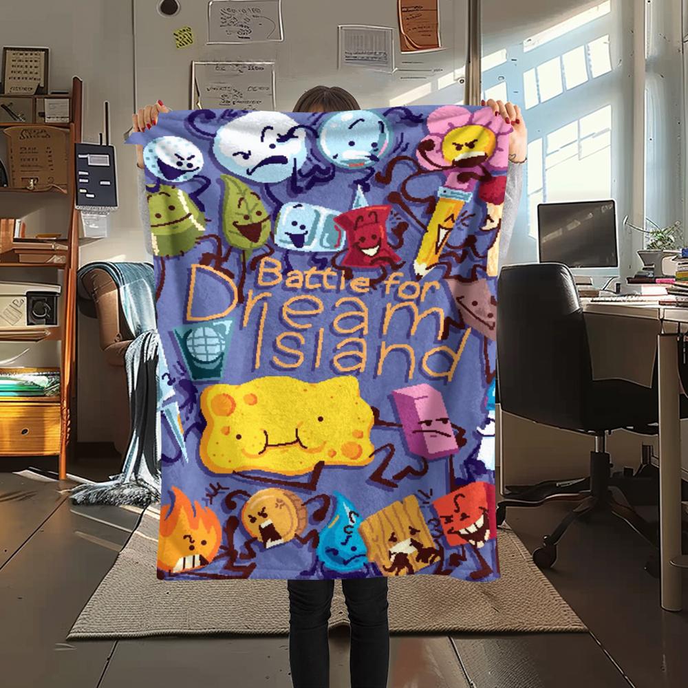 1PC BFDI Print Flannel Blanket, High quality Comfortable for All Seasons, Home Decor, Warmth and Comfort, Perfect for Christmas Gifts